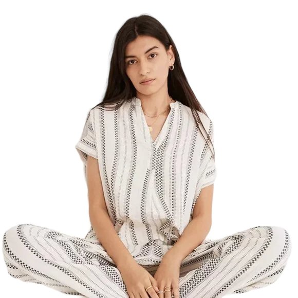 MADEWELL Lightspun Lakeline Popover Shirt in Jacquard Stripe - Picture 2 of 11